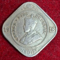 India - British 2 Annas 1918- George V Rare Lowest Price Coin #M-969