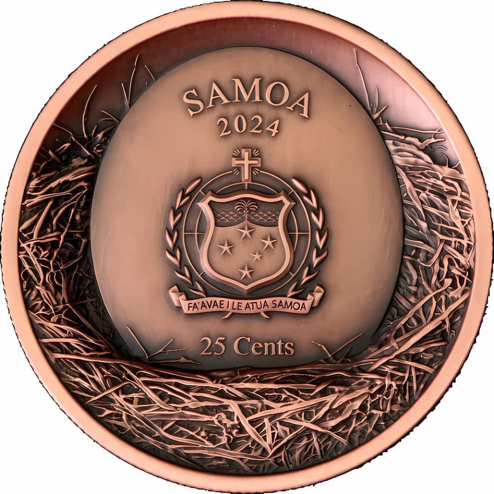 BUBO BUBO Owl Tree Hollow Copper Coin 25 Cents Samoa 2024 proof set beautiful coin set