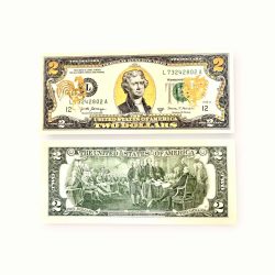 USA 2 Dollar 24 Karat Gold Foil Plated Rooster Year Gem Unc Very Unique and rare