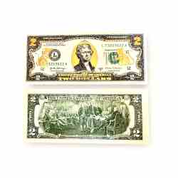 USA 2 Dollar 24 Karat Gold Foil Plated the Rat Year Gem Unc Very Unique and rare