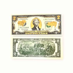 USA 2 Dollar 24 Karat Gold Foil Plated the Pig Year Gem Unc Very Unique and rare