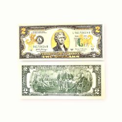 USA 2 Dollar 24 Karat Gold Foil Plated the Dog Year Gem Unc Very Unique and rare