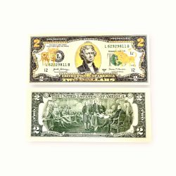 USA 2 Dollar 24 Karat Gold Foil Plated the Ox Year Gem Unc Very Unique and rare
