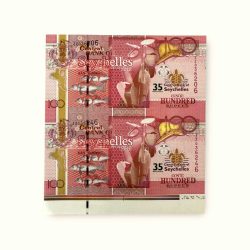 Seychelles Issue Rs 100 Uncut 2 Piece Replacement Issue Gem Unc Unique and Rare Tope Collectible Item