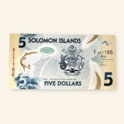 5 Solomon island Dollar World Banknote issued in 2019 by the Central Bank of Solomon islands Ending 786 Gem Unc Very Unique and rare