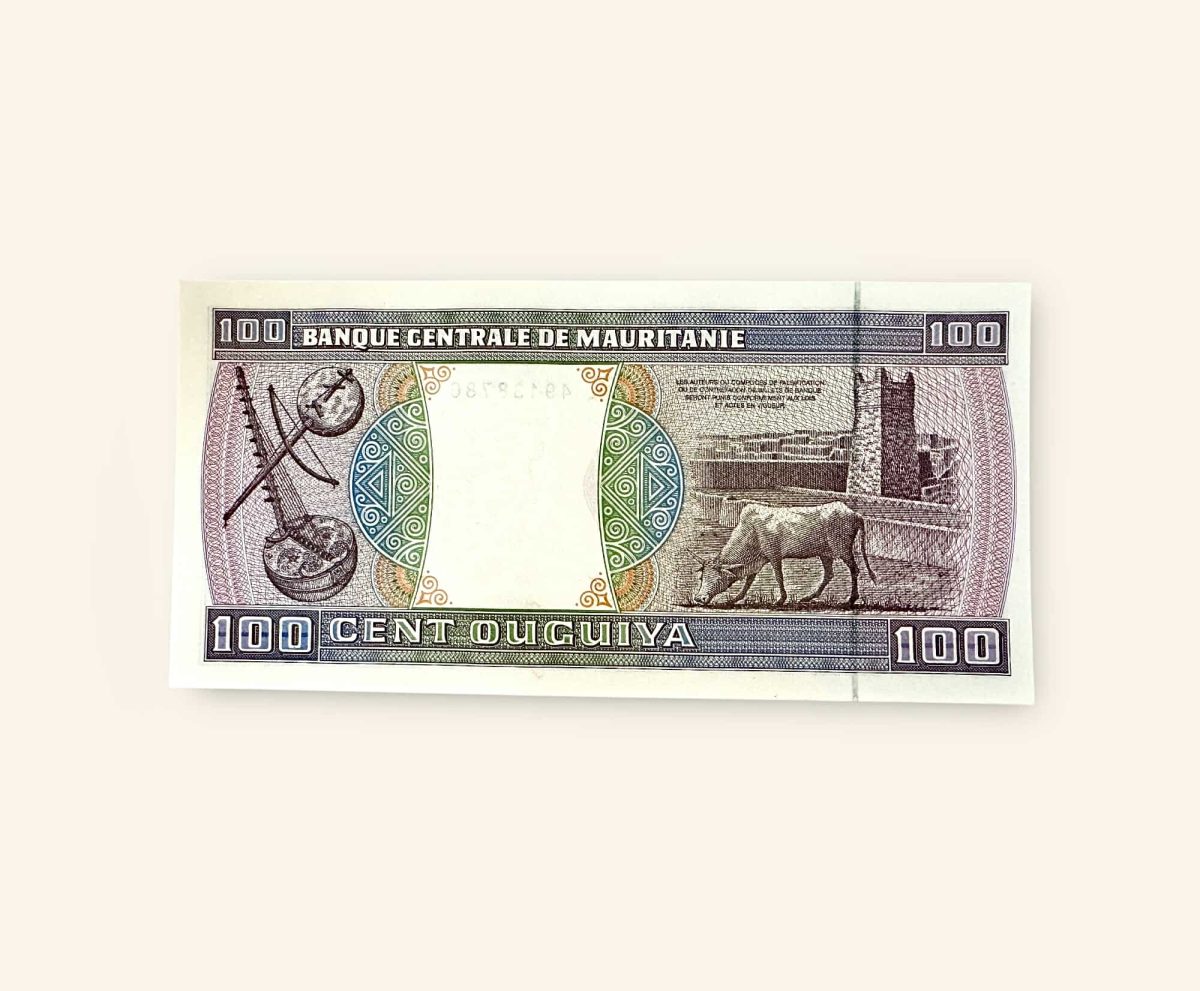 100 Ouguiya World Banknote from Mauritania dated November 28 2002 Gem Unc Very Unique and rare Ending 786