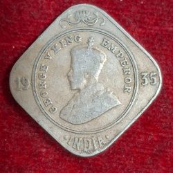 India - British 2 Annas 1935 - George V Rare Lowest Price Coin #M-956