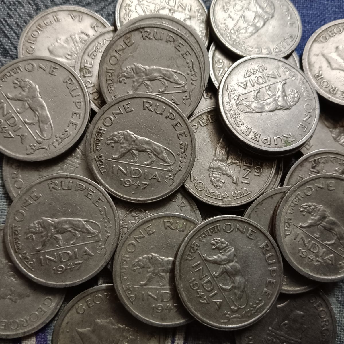 George Vi One Rupee 1947 Bombay Mint British of India 10 Pcs Given