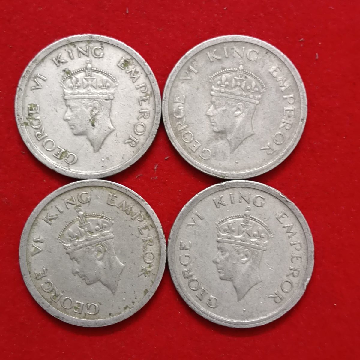 George Vi One Rupee 1947 Bombay Mint 4 Pcs Given British of India