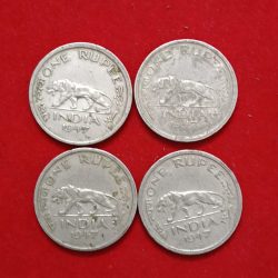 George Vi One Rupee 1947 Bombay Mint 4 Pcs Given British of India