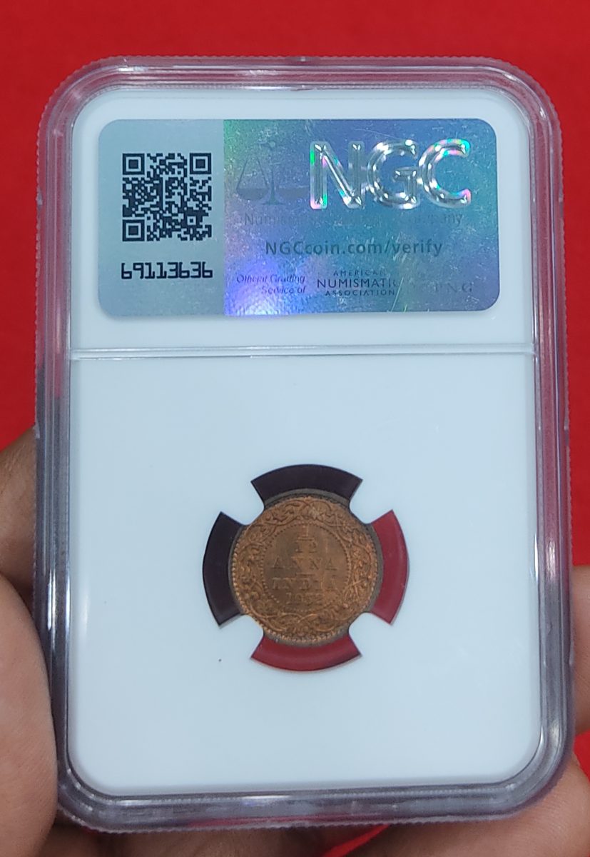 1/12 Anna George V 1932 Calcutta Mint Amazing Gread MS 66 RB