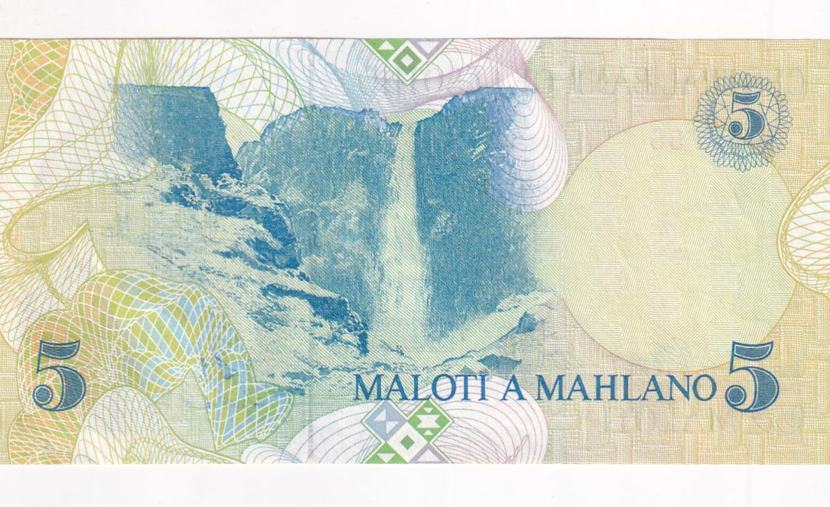 Lesotho 5 Maloti Fancy number ending 786 extremely rare note#b-2