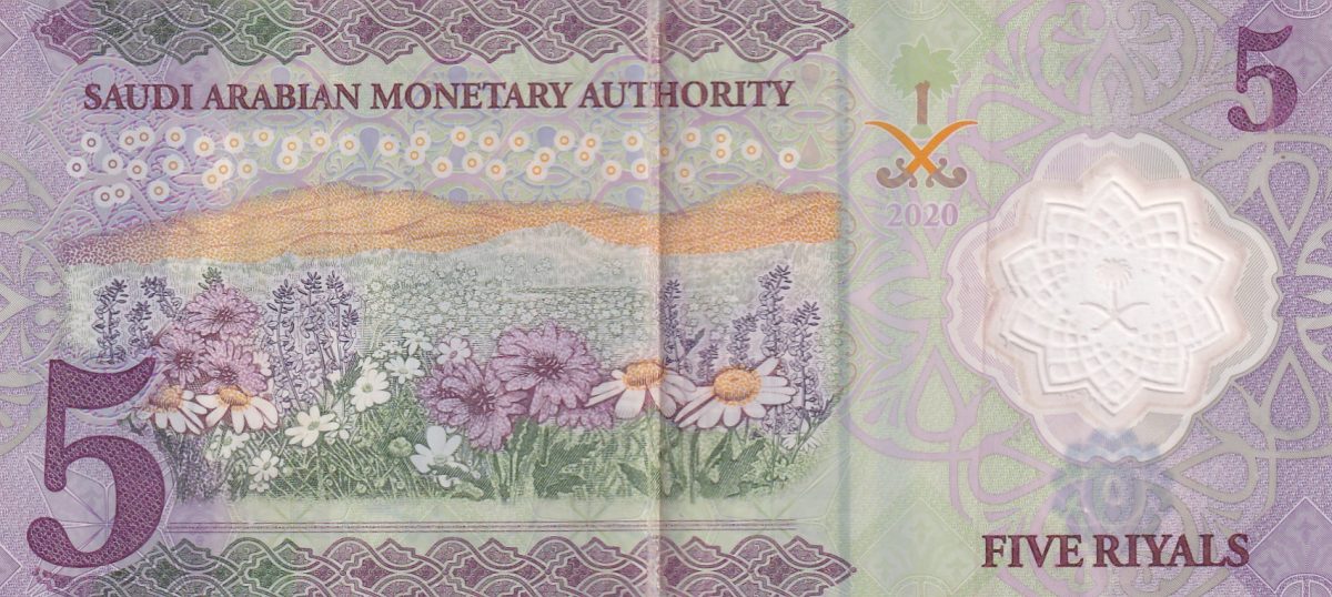 Saudi Arabia 5 Riyals Rare Polymer NOTe
