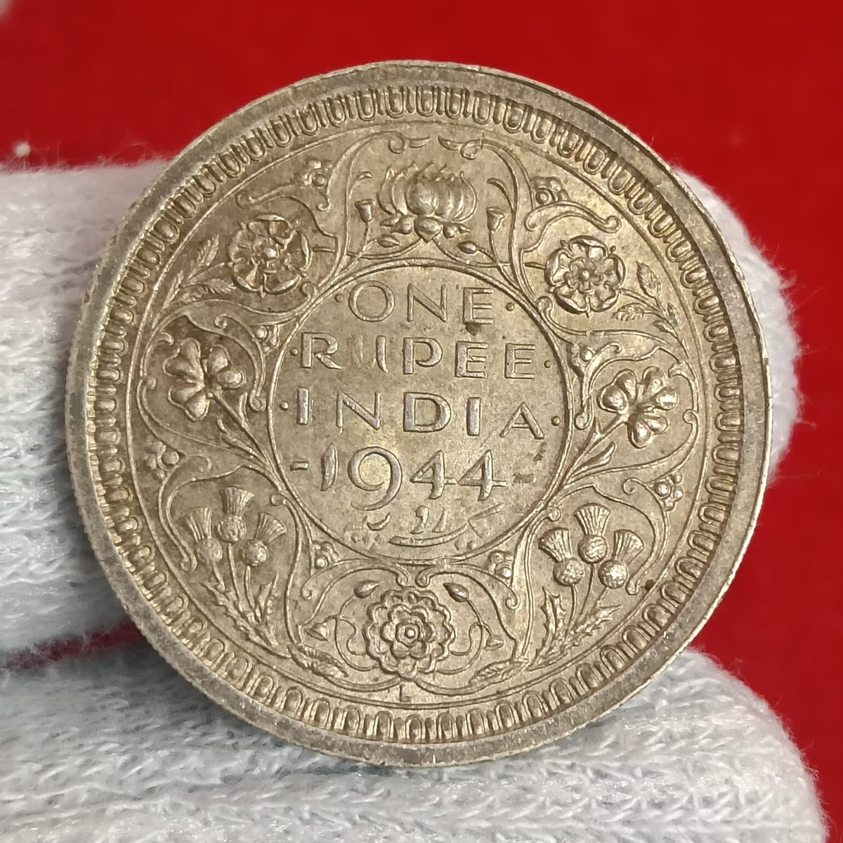 George Vi One Silver Rupee Rare Coin 1944 Year Lahore Mint Unc Condition British of India