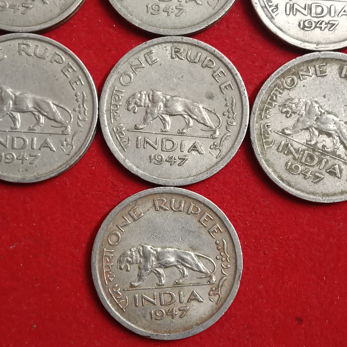 George Vi One Rupee 1947 Lahore Mint 7 Pcs Given Good Condition Coins British of India