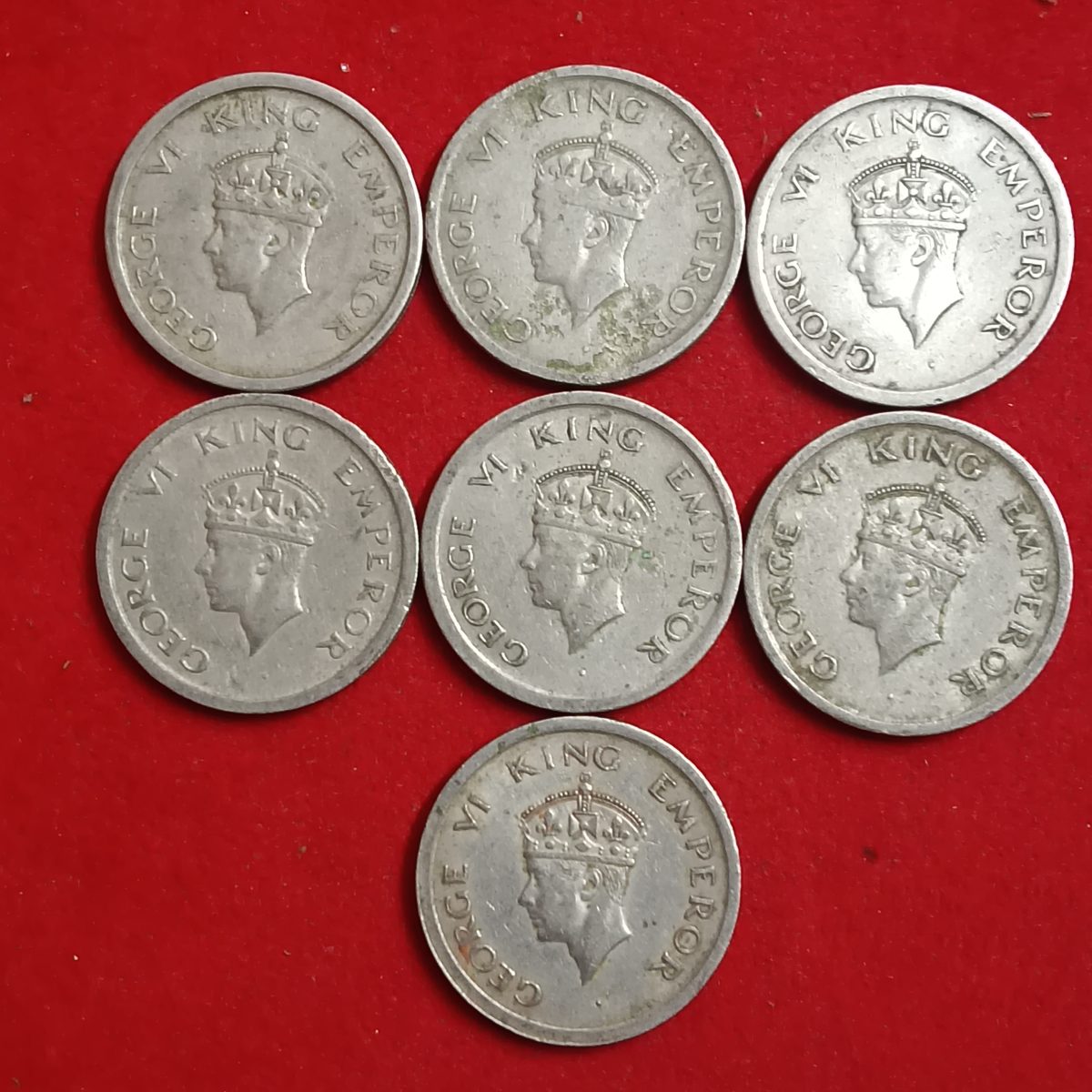 George Vi One Rupee 1947 Lahore Mint 7 Pcs Given Good Condition Coins British of India