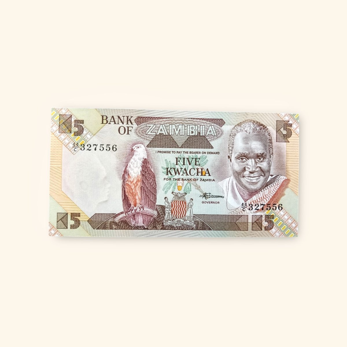 5 Kwacha World Banknote from Zambia Gem Unc Very Unique and rare