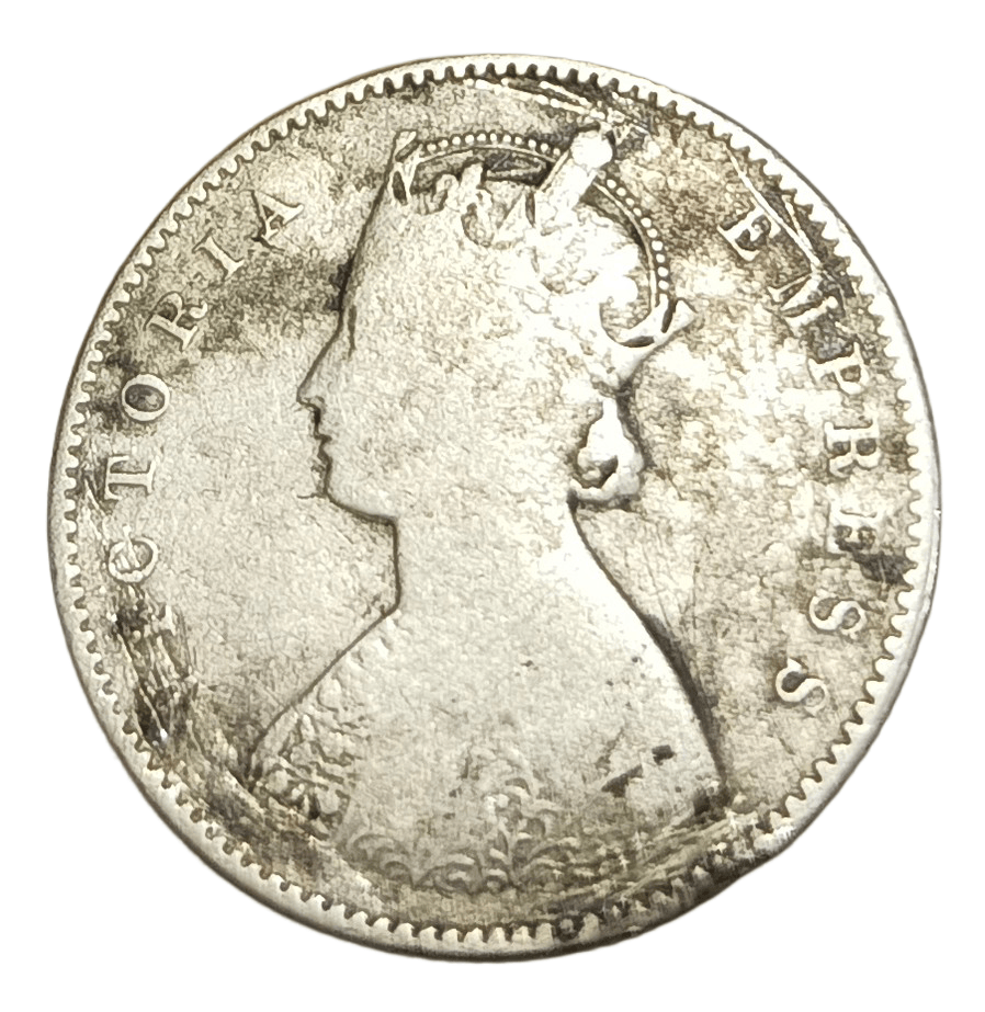 British India Silver Half 1/2 Rupee Year 1899 Victoria Empress in Used Condition.