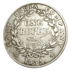 British India Silver Rupee East India Company Year 1835 King William-IIII **Rare** Collectable Grade.