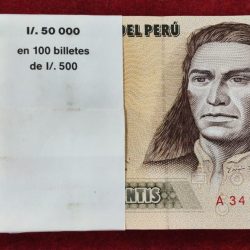 Peru 500 quinientos intis t GEM UNC Rare (100 note ) Packet