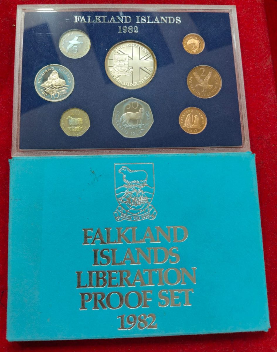 Falkland Islands 1982 Royal Mint 8 Coin Liberation Proof Set with Silver Crown and Certificate