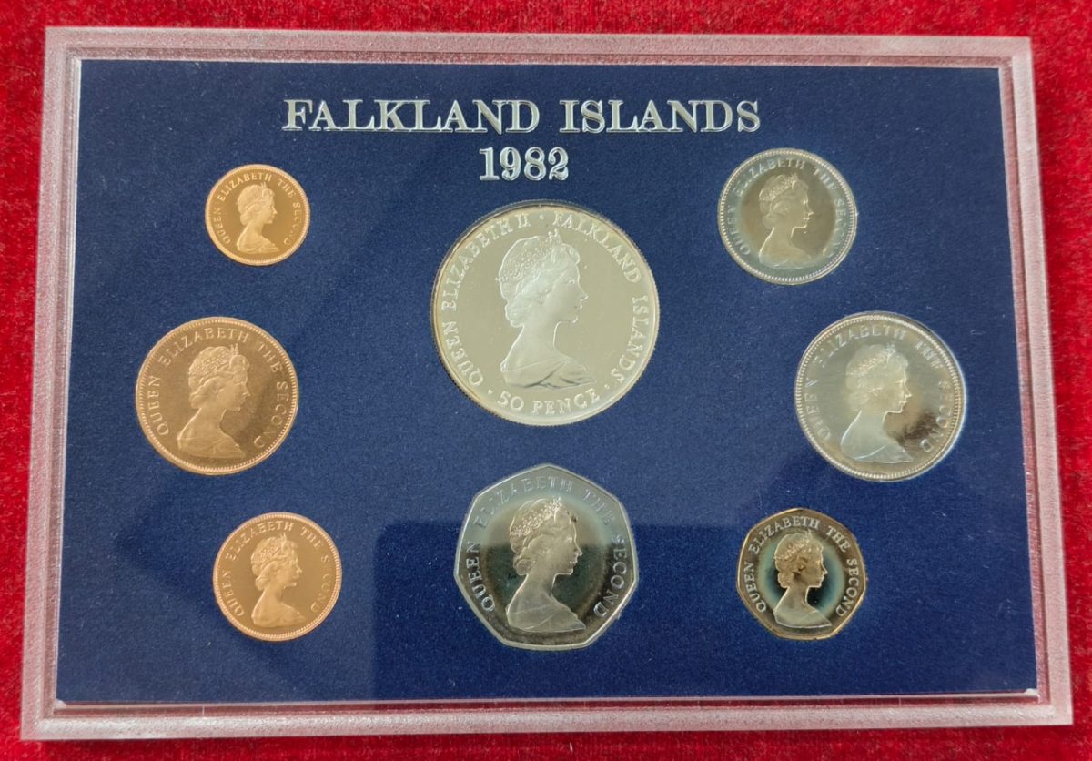 Falkland Islands 1982 Royal Mint 8 Coin Liberation Proof Set with Silver Crown and Certificate