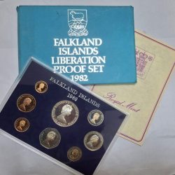 Falkland Islands 1982 Royal Mint 8 Coin Liberation Proof Set with Silver Crown and Certificate