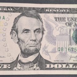 United States 5 Dollars Federal Reserve Note; colored rare note