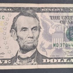 United States 5 Dollars Federal Reserve Note; colored rare note