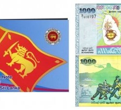 Sri Lanka 1,000 Rupees Banknote, 2009, P-122b, UNC, Commemorative, Peace and Prosperity in Sri Lanka, w/ Folder-Card