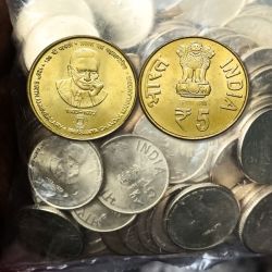 100 Coins Pouch of Five Rs Rare PCM Prasanta Chandra Mahalanobis Future Coins Kolkata Mint 100 Pcs Given RBI Sealed Packet