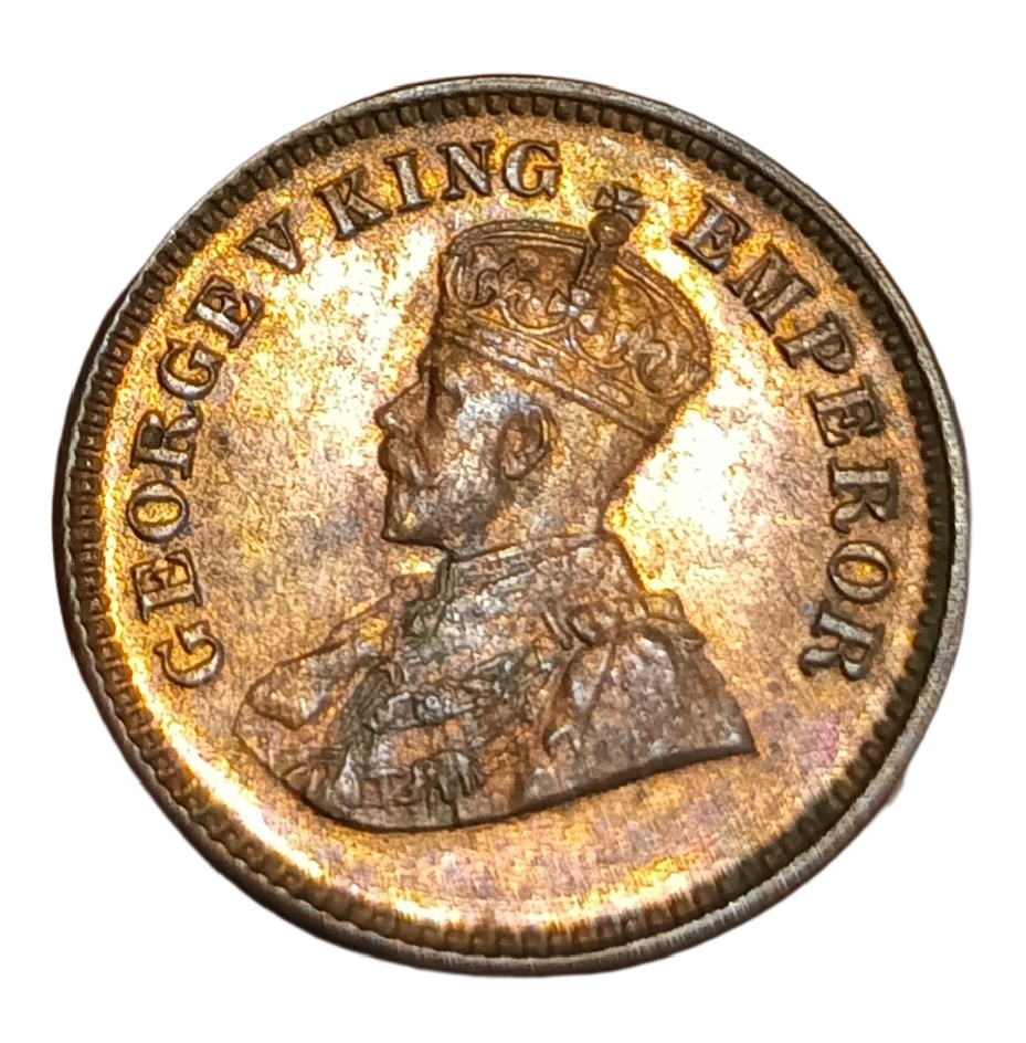 British India Copper Half Pice Key Year 1925 King George-V **V. Rare** High UNC Grade.