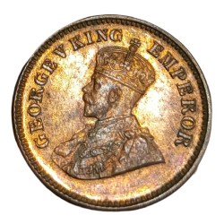 British India Copper Half Pice Key Year 1925 King George-V **V. Rare** High UNC Grade.