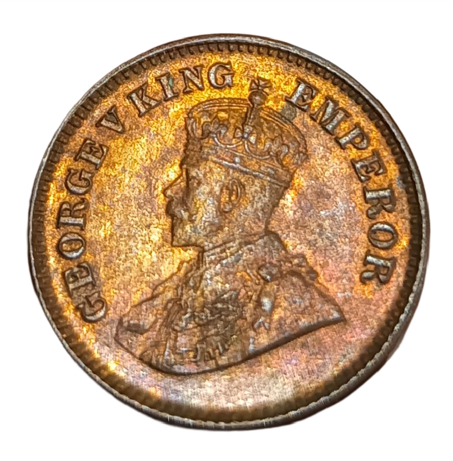 British India Copper Half Pice Key Year 1925 King George-V **V. Rare** High UNC Grade.