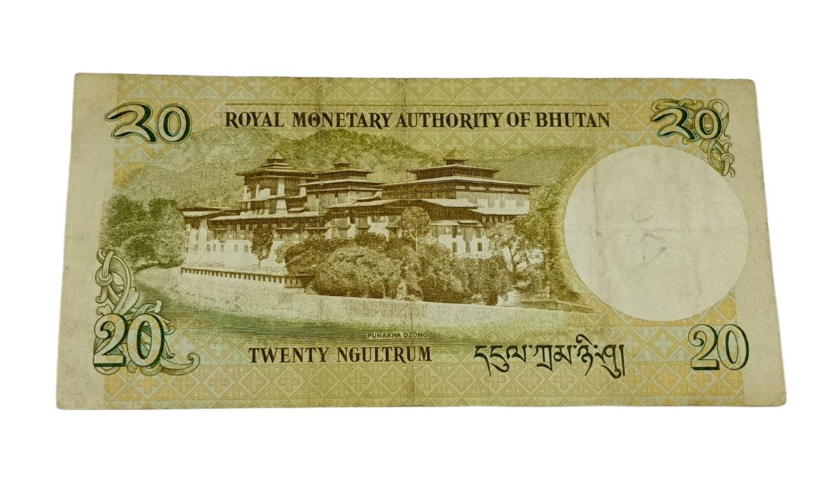 Bhutan 20 Ngultrum "Jigme Khesar Namgyel Wangchuck" Portrait Note in Collectable Grade.