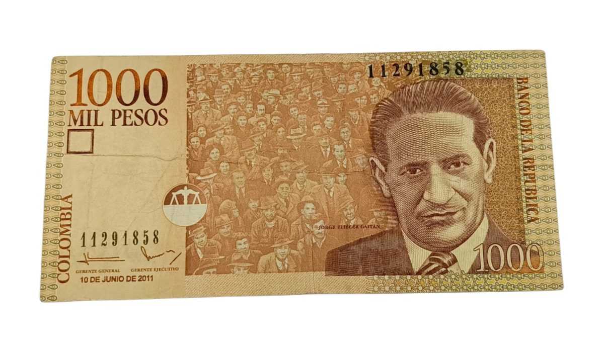 Colombia 1000 MIL Pesos "Jorge Eliecer Gaitan" Portrait Note in Collectable Grade.