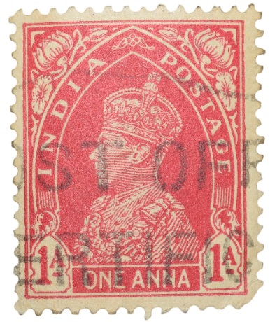 Postal Stamp of George VI 1 Anna Red Colour - Used Condition as per Image.