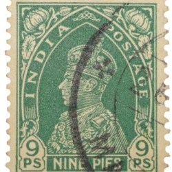 Postal Stamp of George VI 9 Pies Green Colour -Used Condition as per Image.