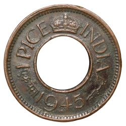 Bronze 1 Pice of George VI (AD 1945) of Bombay Mint Flat Crown Very Fine