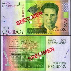 Cape Vedre 500 Escudos World Banknote Specimen UNC Unique and Rare