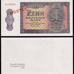 Germany 10 Deutsche Mark 1954 AA000000 Specimen Muster UNC