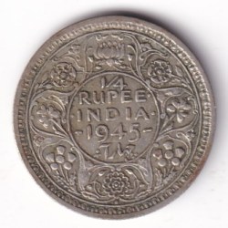 Large 5 Quarter Rupee of 1945 British India Rare Silver Coin
