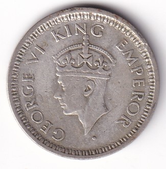 Large 5 Quarter Rupee of 1945 British India Rare Silver Coin
