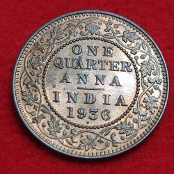 One Quarter Anna George V 1936 UNC Condition