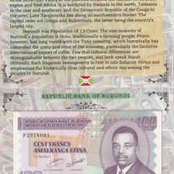 Burundi 100 Francs UNC Note with Beautiful Packing