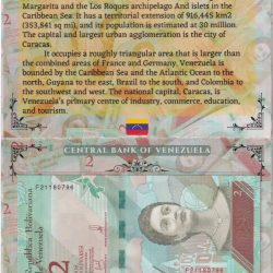 Venezuela 2 Boliver UNC Note with Beautiful Packing