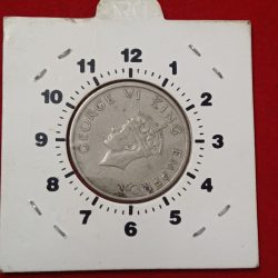 George VI Half Rupee Ex Rare 2 "o Clock Error Coin 1947 Year Calcutta Mint British of India