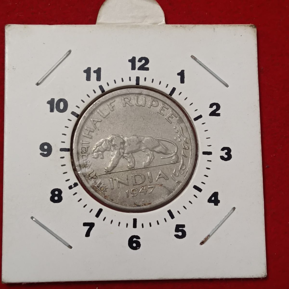 George VI Half Rupee Ex Rare 2 "o Clock Error Coin 1947 Year Calcutta Mint British of India
