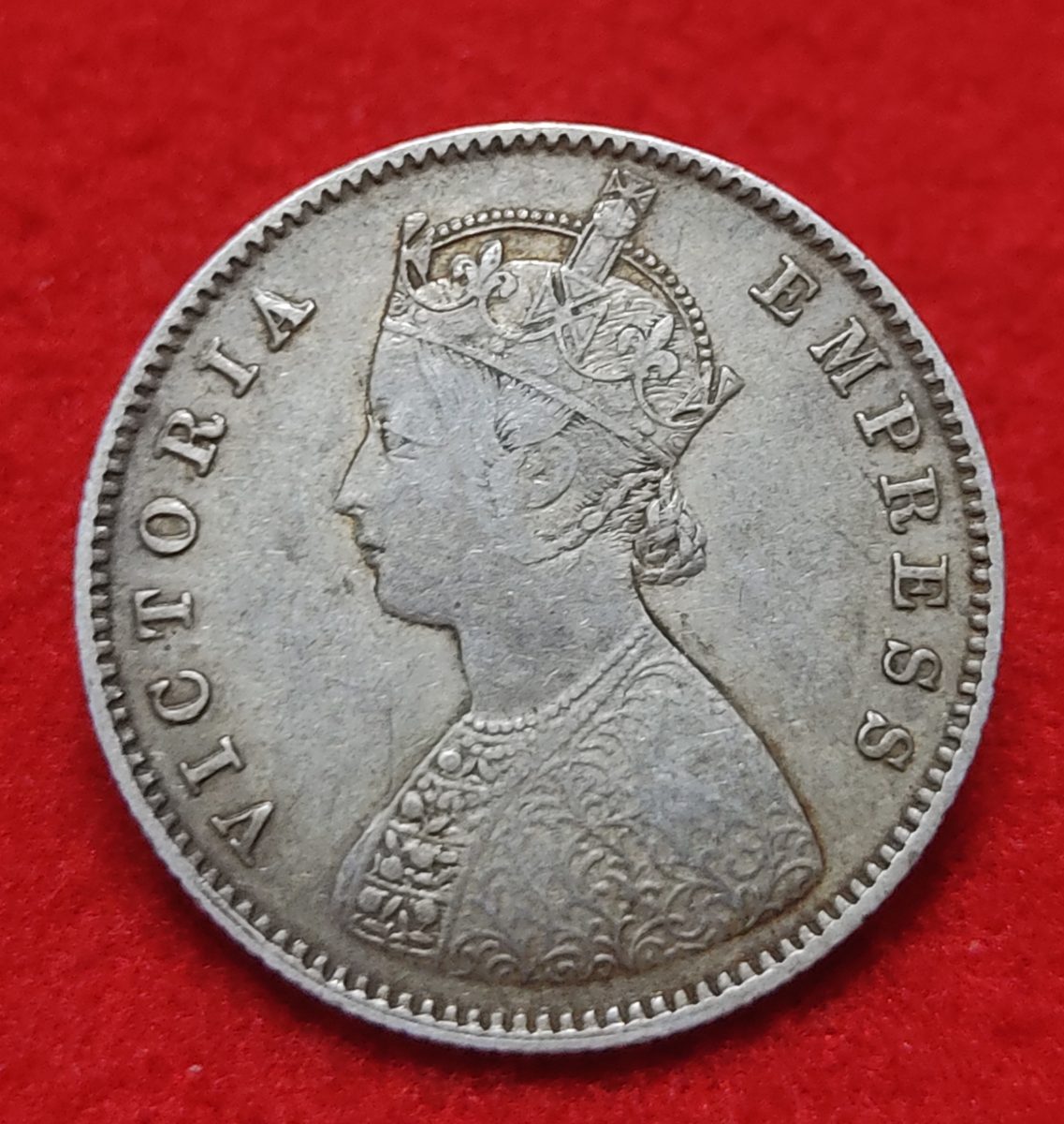 Extremely Rare Silver Half Rupee Victoria Empress 1884 Weight 5.83 GMS Calcutta Mint in Excellent Condition