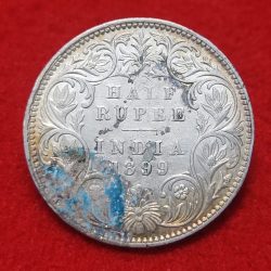 Silver Half Rupee Victoria Empress 1899 Weight 5.83 GMS Bombay Mint in Excellent Condition